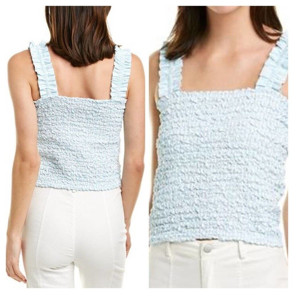 NWT $158 PETERSYN x Revolve •M• TAMI Top Aqua Blue Puckered Tank Short